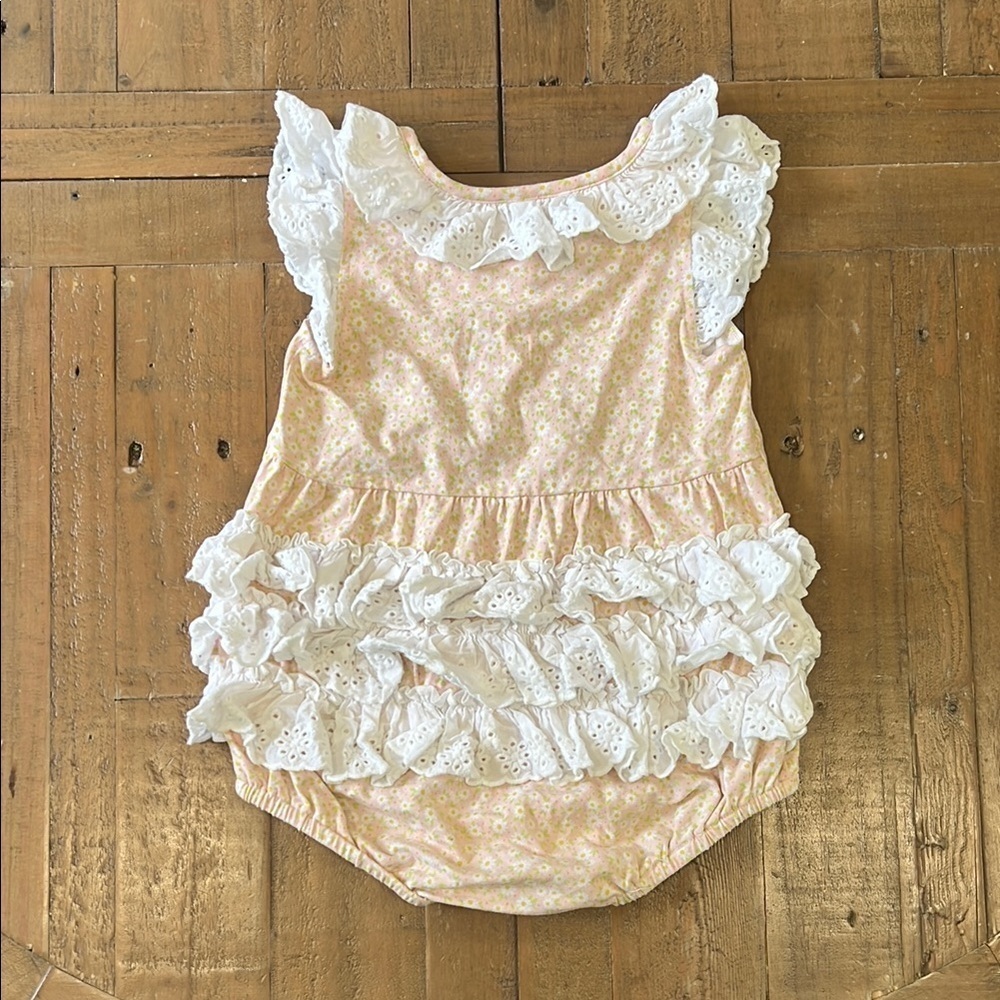 Serendipity ditzy floral eyelet ruffled bubble romper